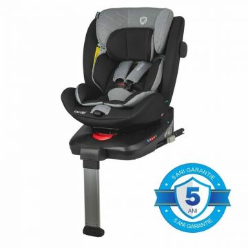 Scaun auto, Coccolle, Vigo, i-Size, 40-150 cm, 9-36 kg, Rotire 360, Cu sistem Isofix+picior, Tetiera reglabila in 12 pozitii, Scaun reglabil in 4 pozitii, Diamond Black