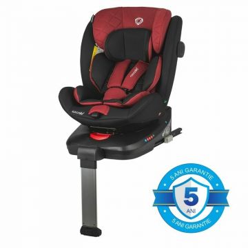 Scaun auto, Coccolle, Vigo, i-Size, 40-150 cm, 9-36 kg, Rotire 360, Cu sistem Isofix+picior, Tetiera reglabila in 12 pozitii, Scaun reglabil in 4 pozitii, Poppy Red