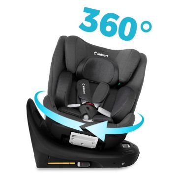 Scaun auto cu baza isofix rotativ 360 i-Size 40-150cm Kidnort Grey