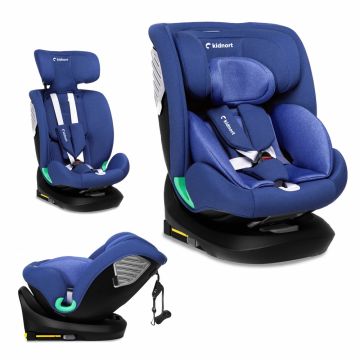 Scaun auto cu isofix rotativ 360 i-Size 40-150 cm si Top Tether Kidnort Radjur Blue