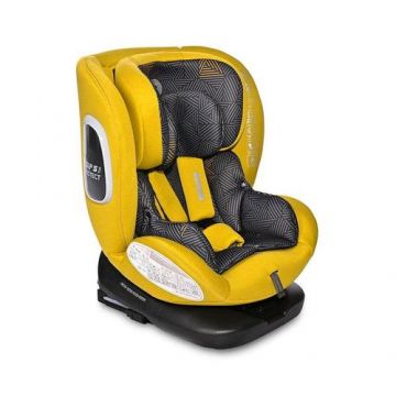 Scaun auto pentru copii Lorelli Phoenix Lemon Curry, i-Size, Isofix, rotativ 360 grade, 0 luni-12 ani, 40-150 cm, pozitie de somn, protectie laterala in caz de impact, avertizare sonora cand centurile scaunului auto sunt decuplate